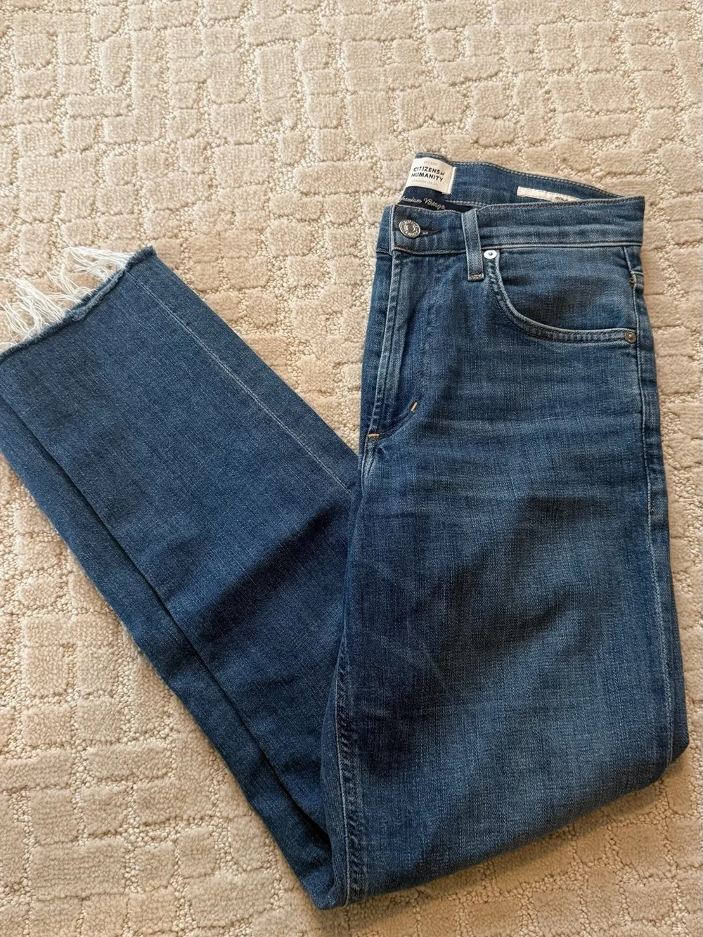 Women's Mid Blue Cropped Flare Jeans - Picture 2 of 2